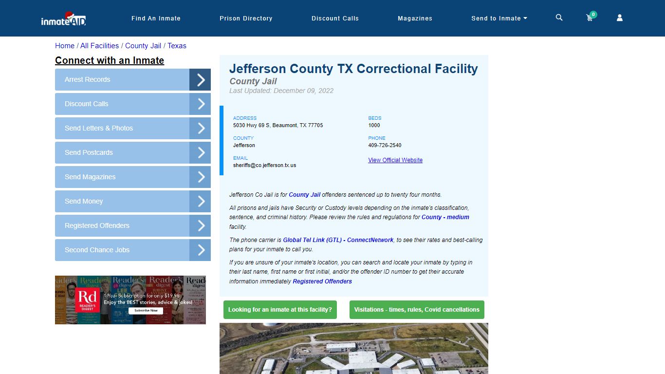 Jefferson County TX Correctional Facility - Inmate Locator - Beaumont, TX